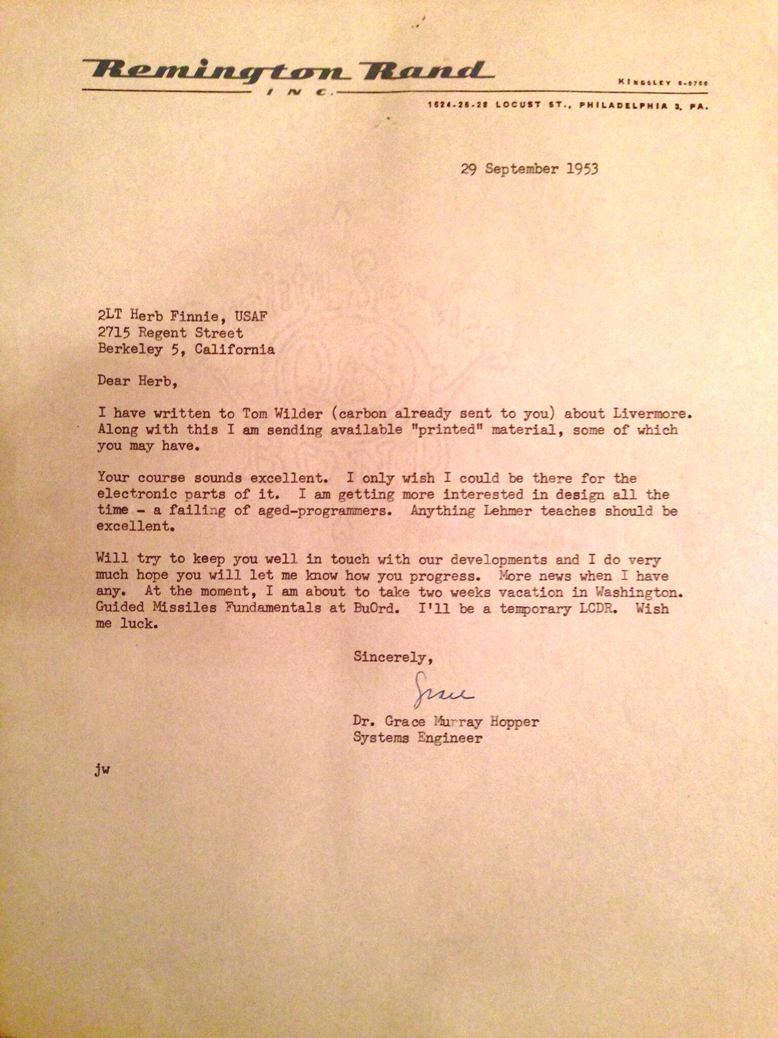 Grace Hopper letter