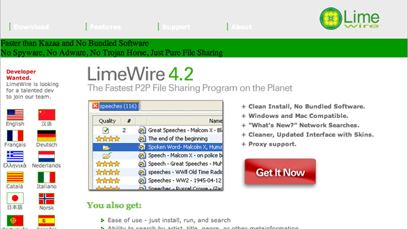 limewire p2p file sharing