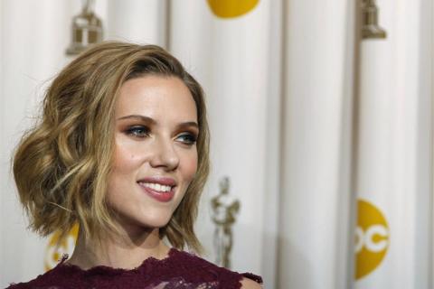 Johansson is pictured backstage at the 83rd Academy Awards in Hollywood