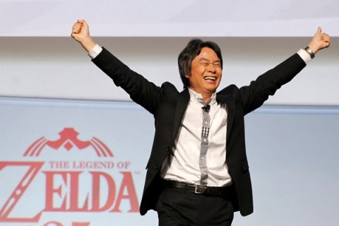 Miyamoto, Senior Managing Director Nintendo Co., Ltd., gestures while speaking at a media briefing during the Electronic Entertainment Expo, or E3, in Los Angeles