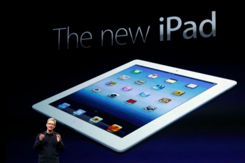 Apple CEO Cook speaks during an Apple event as he introduces the new iPad  in San Francisco