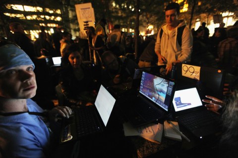 Labor Movement And An Organized College Walkout Add Support To Occupy Wall Street Protest