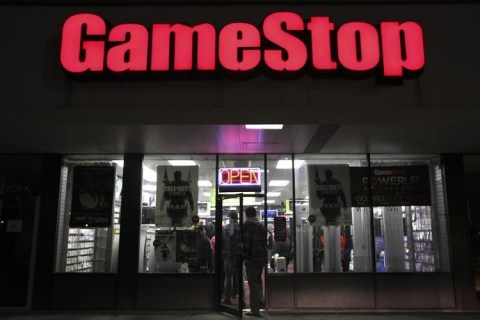 People enter a GameStop store during "Black Friday" sales in Carle Place, New York
