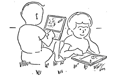 kids playing video games drawing