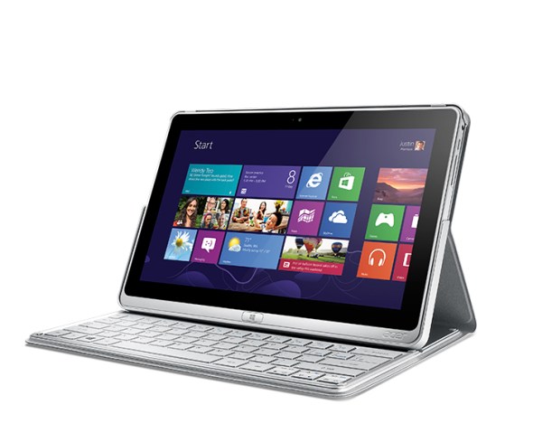 Acer Aspire P3 ultrabook with keyboard left angle
