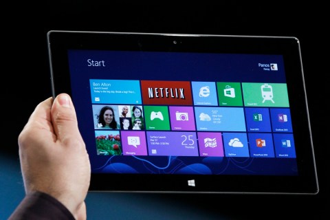 Microsoft tablet PC Surface is shown at the launch event of Windows 8 operating system in New York