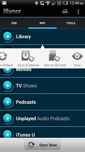 isyncr for itunes for android