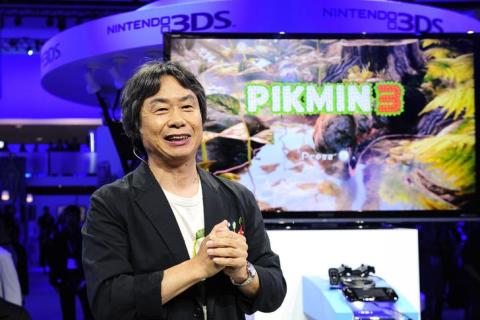 Japanese video game designer Miyamoto talks about "Pikmin 3" during the Wii U Software Showcase at E3 in Los Angeles