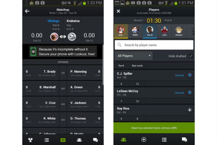 yahoo fantasy football draft mobile app